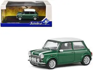 1994 Mini Cooper Sport British Racing Green with White Top and Stripes 1/43 Diecast Model Car by Solido