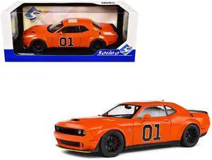 2023 Dodge Challenger R/T Scat Pack Widebody #01 "Hazzard Tribute" Orange 1/18 Diecast Model Car by Solido