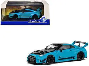 2019 Nissan GT-R (R35) LB-Silhouette Works RHD (Right Hand Drive) Miami Blue with Black Hood and Top