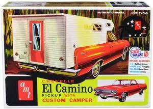 Skill 2 Model Kit 1965 Chevrolet El Camino with Camper 3-in-1 Kit 1/25 Scale Model by AMT