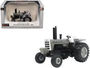 White 2255 Open Station Tractor Brushed Metal with White Stripes 1/64 Diecast Model by SpecCast