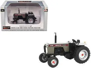 White 2-88 2WD Open Station Tractor Brushed Metal with Red Stripes 1/64 Diecast Model by SpecCast