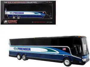 Van Hool TX-45 Motorcoach Bus "Premier Transportation" Blue and Black with Graphics 1/87 (HO) Diecast Model by Iconic Replicas