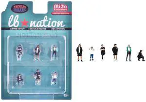 "Liberty Walk LB Nation" 6 piece Diecast Figure Set Limited Edition for 1/64 Scale Models by American Diorama