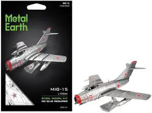 Model Kit Mikoyan-Gurevich MiG-15 Fighter Aircraft "Korean War" Soviet Air Force 1/72 Steel Model by Metal Earth