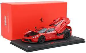 Ferrari LaFerrari Rosso Corsa Red with Black Wheels With Display Case Limited Edition to 120 pcs 1/18 Diecast Model Car by BBR
