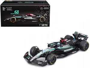 Mercedes-AMG F1 W15 E Performance #63 "Petronas" F1 World Championship 2024 with/Figure & Case 1/43 Diecast Model Car by Bburago
