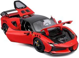 Ferrari SF90 XX Stradale Red with Black Top "Race + Play" Series 1/18 Diecast Model Car by Bburago