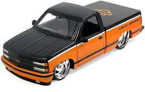 1993 Chevrolet 454 SS Pickup Truck "Harley Davidson" Black and Orange "H-D Custom" Series 1/24 Diecast Model Car by Maisto