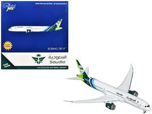 Boeing 787-9 Commercial Aircraft with Flaps Down "Saudia Airline" (HZ-ARB) White with Graphics 1/400 Diecast Model by GeminiJets