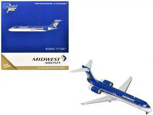 Boeing 717-200 Commercial Aircraft "Midwest Airlines" (N920ME) Blue and White 1/400 Diecast Model by GeminiJets