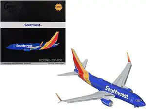 Boeing 737-700 Commercial Aircraft with Flaps Down "Southwest Airlines" Blue "Gemini 200" 1/200 Diecast Model by GeminiJets