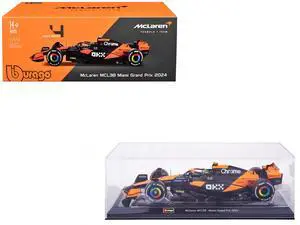 McLaren MCL38 #4 Lando Norris "OKX" Winner Formula One F1 "Miami GP" (2024) w/Case 1/24 Diecast Model Car by Bburago