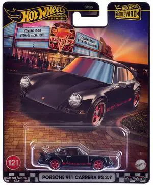 Porsche 911 Carrera RS 2.7 Black with Red Stripes "Boulevard" Series Diecast Model Car by Hot Wheels