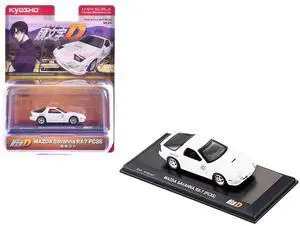 Mazda Savanna RX-7 (FC3S) RHD (Right Hand Drive) White "Initial D" Manga 1/64 Diecast Model Car by Kyosho