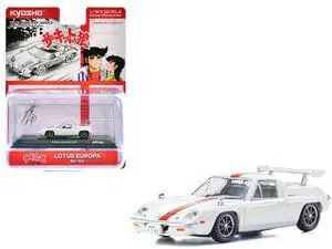 Lotus Europa RHD (Right Hand Drive) White with Red Stripe "The Circuit Wolf" Manga 1/64 Diecast Model Car by Kyosho