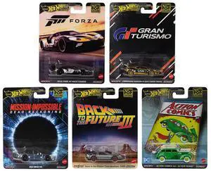 "Pop Culture 2025" 5 piece Set L "Premium Series" Diecast Model Cars by Hot Wheels