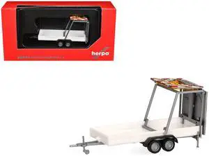 Road Maintenance Trailer White with Striped Top 1/87 (HO) Scale Plastic Model Car by Promotex