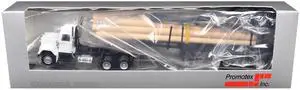 GMC Super B Log Truck and Trailer White with Log Accessories 1/87 (HO) Scale Plastic Model Car by Promotex