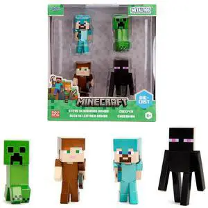 Set of 4 Diecast Figures "Minecraft" Video Game Wave 3 "Metalfigs" Series Diecast Model by Jada