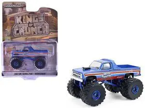 1982 GMC Sierra 2500 Monster Truck "Moonshiner!" Blue Metallic with Stripes 1/64 Diecast Model Cars by Greenlight