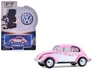 1950 Volkswagen Beetle "Botanical Beetle" Pink & White with Graphics "Club Vee-Dub" Series 1/64 Diecast Model Cars by Greenlight