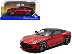 2023 Aston Martin DB12 Coupe Hyper Red Metallic with Black Top 1/43 Diecast Model Car by Solido