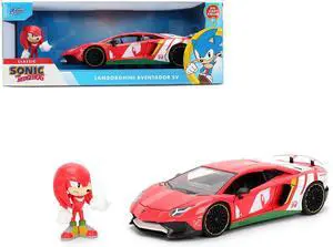 Lamborghini Aventador SV Red with Graphics & Figure "Sonic The Hedgehog" Franchise "Hollywood Rides" 1/24 Diecast Model by Jada