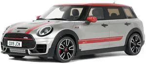 2021 Mini Clubman (F54) JCW Melting Silver with Red Stripes and Top Limited Ed 1/18 Model Car by Otto Mobile
