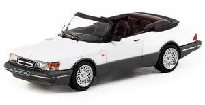 Saab 900 Turbo Convertible White and Gray "Global64" Series 1/64 Diecast Model by Tarmac Works