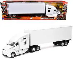Kenworth T680 Truck White with Dry Van Trailer White "Long Haul Trucker" Series 1/32 Die Cast Model by New Ray