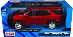 2021 Chevrolet Tahoe Red Metallic with Sunroof 1/24 Diecast Model Car by Maisto
