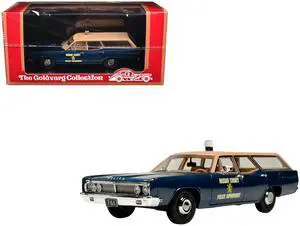 1970 Ford Country Squire Wagon Police Car "Nassau County Police Department" Blue and Tan 1/43 Model Car by Goldvarg Collection