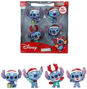 Set of 4 Diecast Figures "Disney's Stitch Christmas Edition" "Metalfigs" Series Diecast Models by Jada