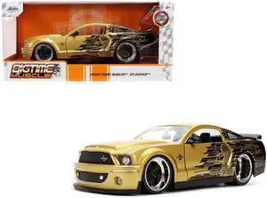 2008 Ford Shelby Mustang GT-500KR Gold Metallic and Black with Graphics "Bigtime Muscle" Series 1/24 Die Cast Model Car by Jada