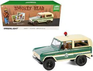 1967 Ford Bronco "Smokey Bear Forest Ranger" Green and Cream with White Stripes 1/18 Diecast Model Car by Greenlight