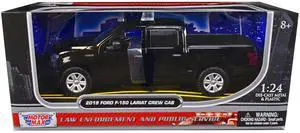 2019 Ford F-150 Lariat Crew Cab Truck Unmarked Plain Black "Law Enforcement & Public Service" 1/24 Diecast Model Car by Motormax