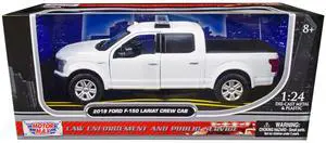2019 Ford F-150 Lariat Crew Cab Truck Unmarked Plain White "Law Enforcement & Public Service" 1/24 Diecast Model Car by Motormax
