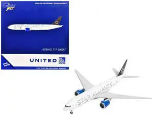 Boeing 777-200ER Commercial Aircraft "United Airlines Star Alliance" White with Black 1/400 Diecast Model Airplane by GeminiJets