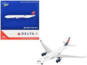Airbus A330-200 Commercial Aircraft "Delta Air Lines" White with Red and Blue Tail 1/400 Diecast Model Airplane by GeminiJets