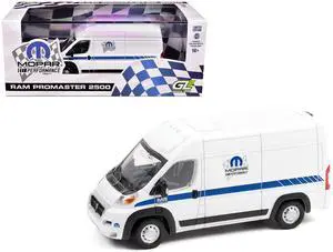 2018 RAM ProMaster 2500 Cargo High Roof Van "MOPAR Performance" White with Blue Stripes 1/43 Diecast Model Car by Greenlight