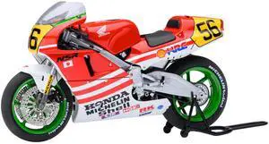 Honda NSR500 WGP500 Motorcycle #56 Red and White with Helmet "Baribari Legend" (1986) OVA 1/12 Model by Autoart
