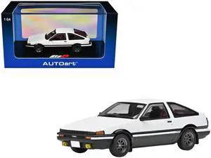 Toyota Sprinter Trueno (AE86) RHD White with Graphics "Initial D" (1998-2021) TV Series 1/64 Diecast Model Car by Autoart