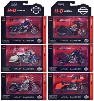 Motorcycle Models of Harley-Davidson Motorcycles 6 piece Set Series 44 1/18 Diecast Motorcycle Models by Maisto