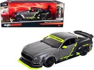 2015 Ford Mustang GT 5.0 Gray Metallic and Black with Graphics "Modern Muscle" Series 1/18 Die Cast Model Car by Maisto