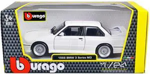 1988 BMW 3 Series M3 E30 White 1/24 Diecast Model Car by Bburago