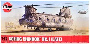 Level 3 Model Kit Boeing Chinook HC.1 (Late Production) Helicopter with 2 Scheme Options 1/72 Plastic Model Kit by Airfix