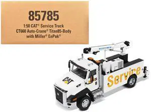 CAT Caterpillar CT660 Auto-Crane Titan 85 Truck w/Miller EnPak White 1/50 Scale Diecast Model by Diecast Masters