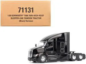 Kenworth T680 76" High Roof Sleeper Cab Truck Tractor Black "Transport Series" 1/50 Diecast Model by Diecast Masters