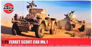 Level 2 Model Kit Ferret Scout Mk.1 Armored Car with 3 Scheme Options 1/35 Plastic Model Kit by Airfix